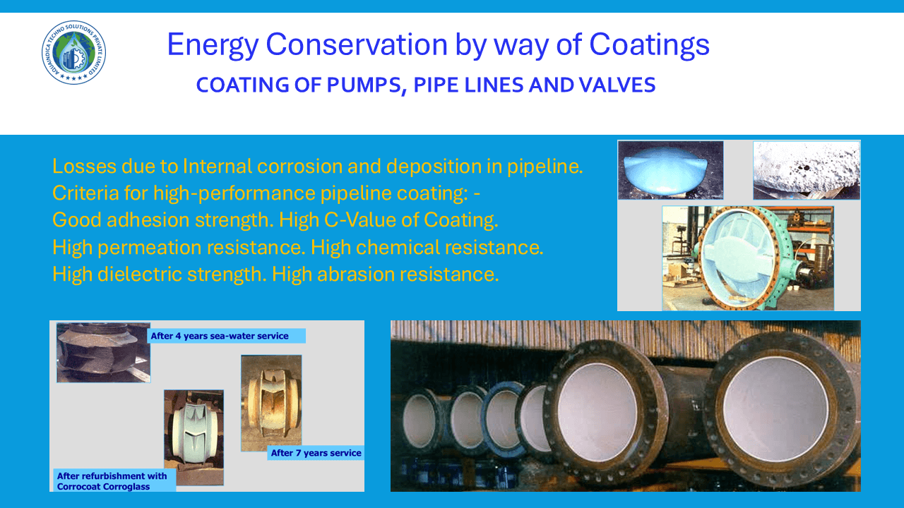 Coating of Pumps, Valves, Pipelines for Sustainable Energy Efficiency Improvement